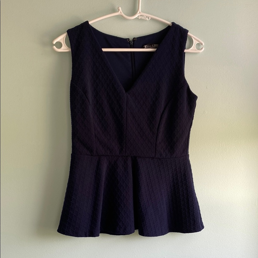 Navy Sleeveless Peplum Top